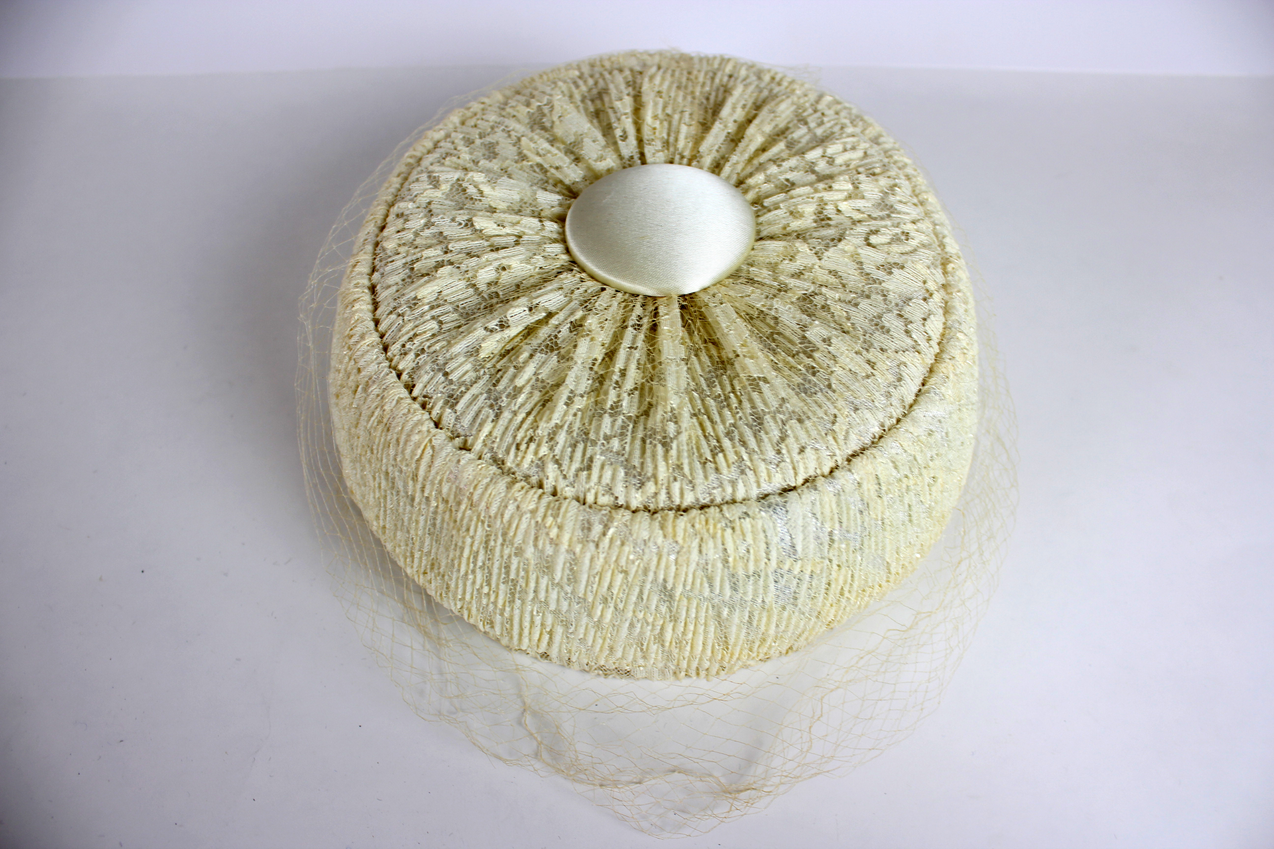 Vintage Lace Bird Cage Pill Box Hat 