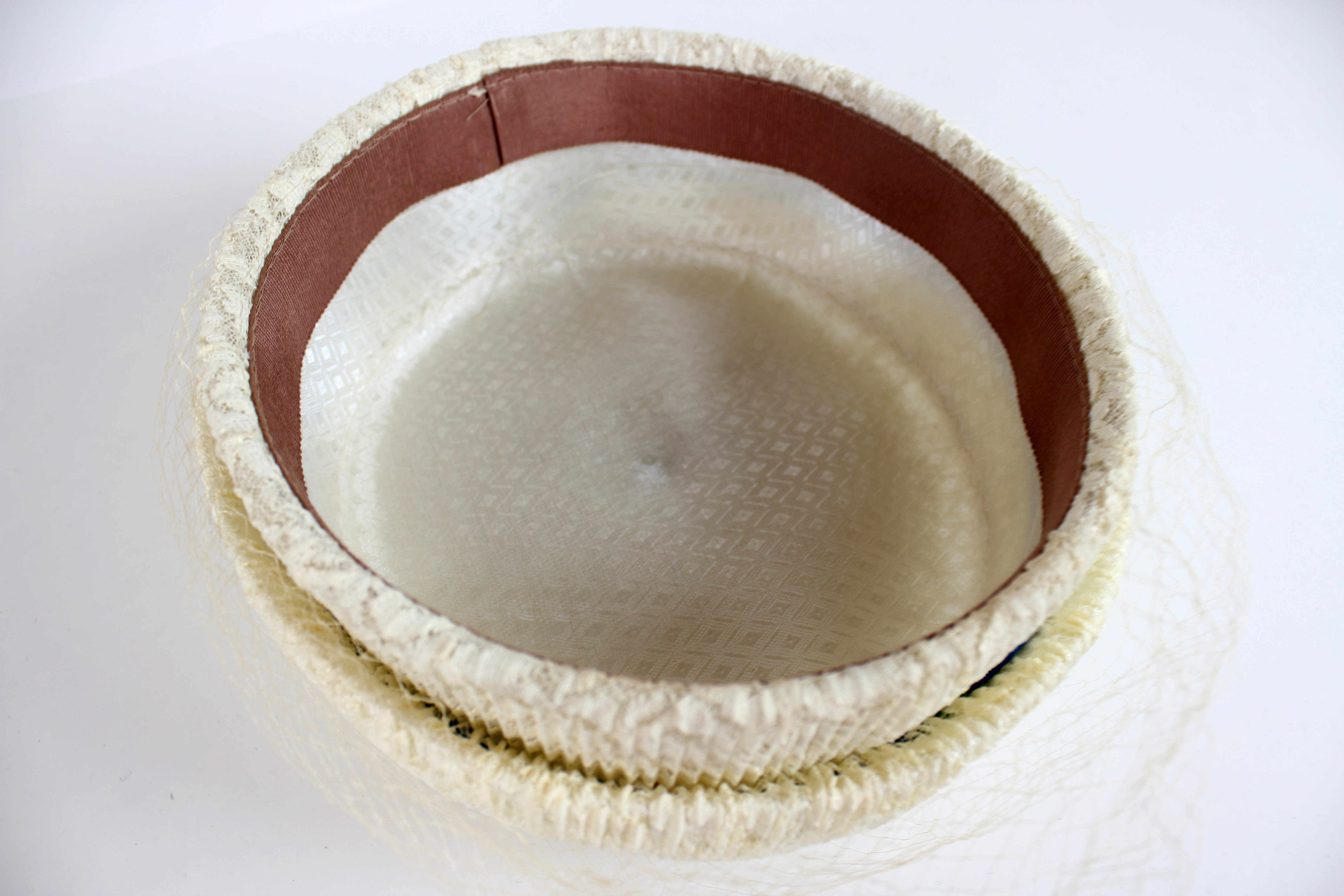 Vintage Lace Bird Cage Pill Box Hat 