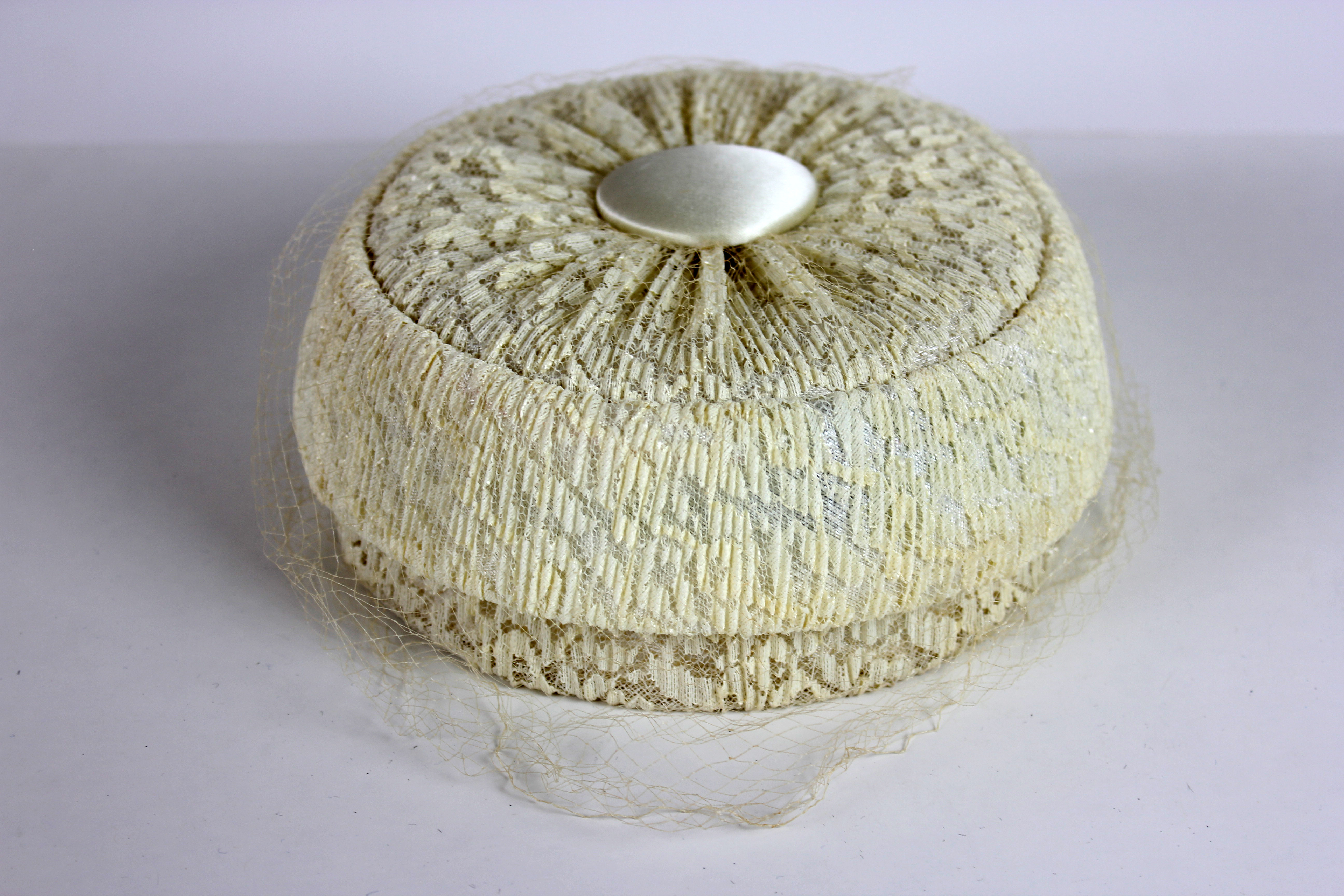 Vintage Lace Bird Cage Pill Box Hat 