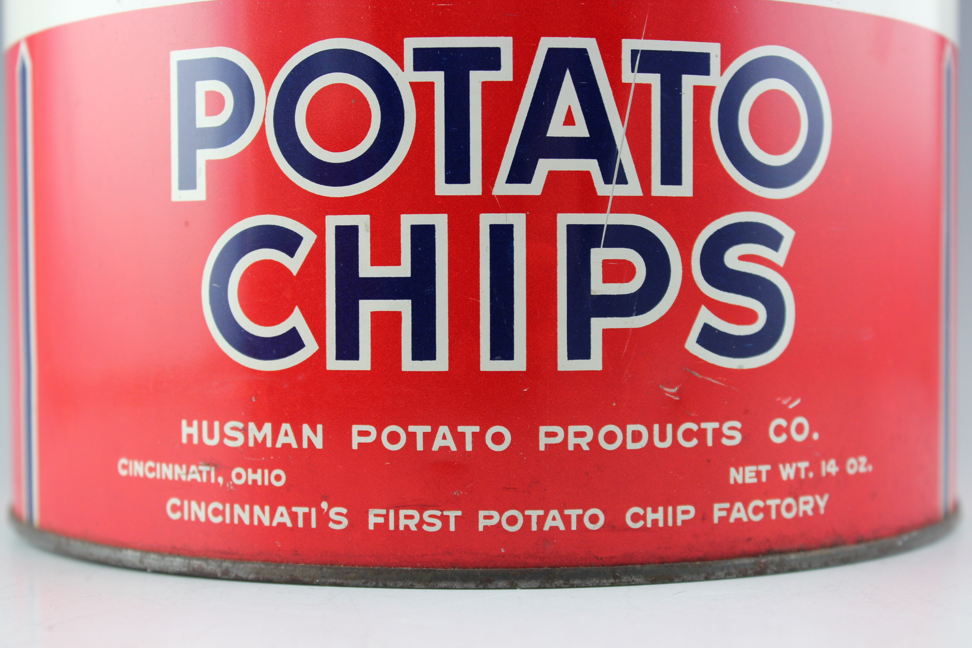 Two Vintage Husman's Potato Chip Tins