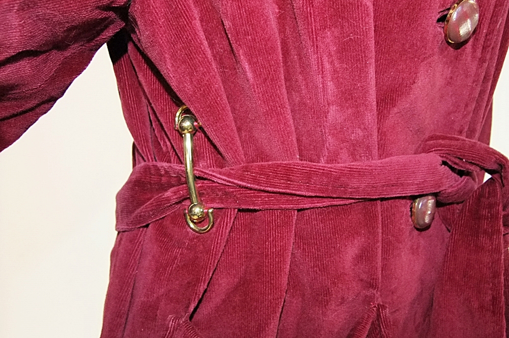 1970's Vintage Henry Harris burgundy overcoat with leopard print lining