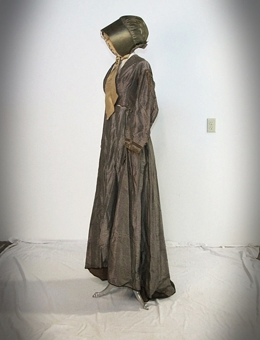 19th Century dress with silk bonnet