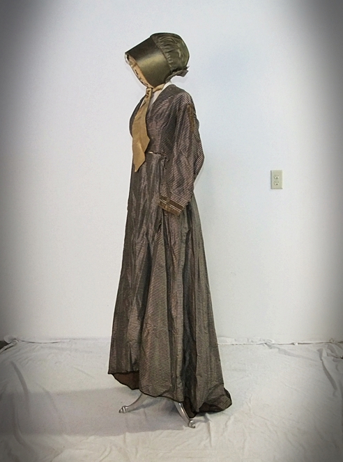 19th Century dress with silk bonnet