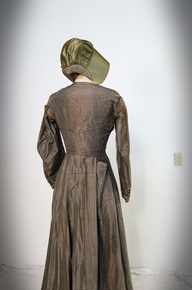 19th Century dress with silk bonnet