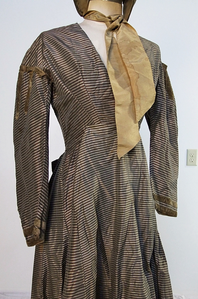 19th Century dress with silk bonnet