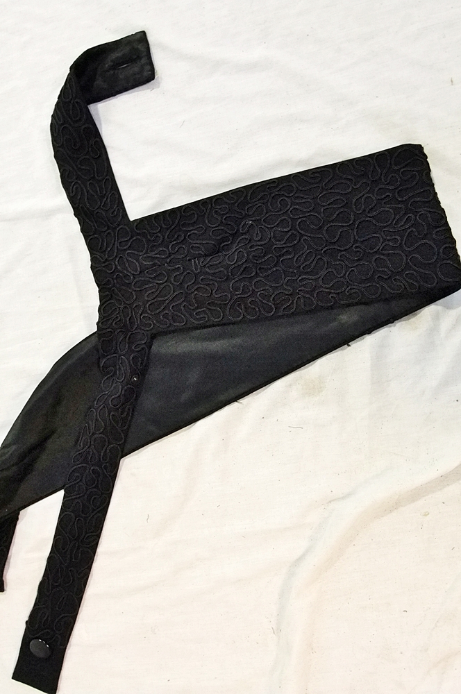 1940's black wool jacket with ribbon work and coordinating belt