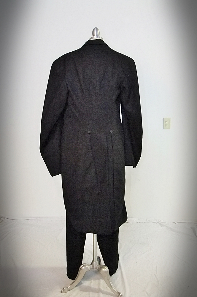 Gentleman's early 19th Century black wool and silk tuxedo with tails
