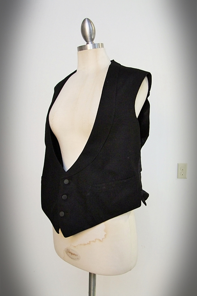 Gentleman's early 19th Century black wool and silk tuxedo with tails