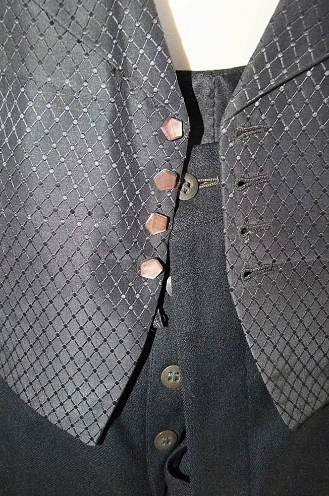 Gentleman's early 19th Century black wool and silk tuxedo with tails