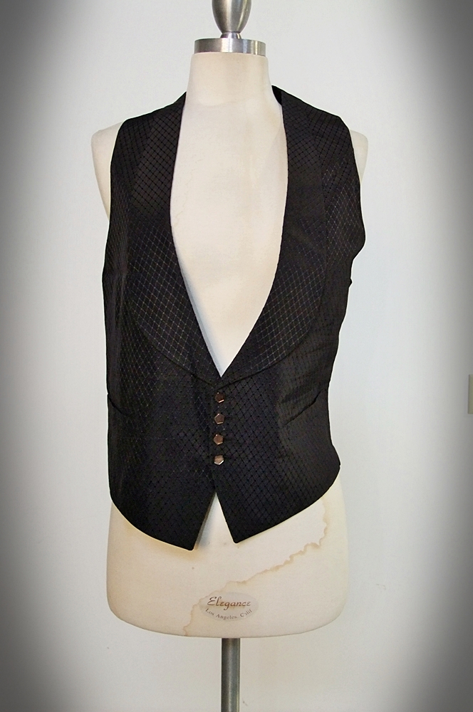 Gentleman's early 19th Century black wool and silk tuxedo with tails
