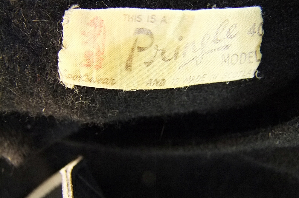 Vintage black cashmere Marilyn Monroe style sweater and ivory wool beret embellished with hand sewn beads