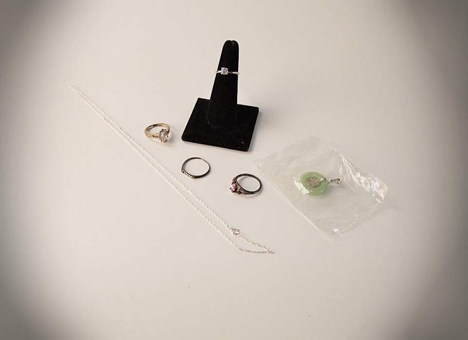  "Good Fortune" Jade pendant and necklace with four Ladies rings