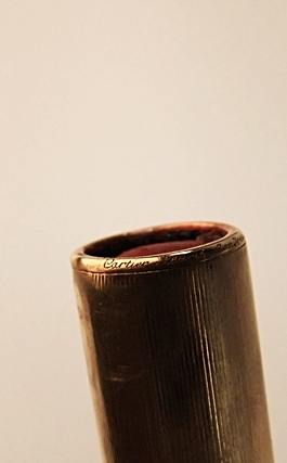 Cartier 18 K yellow gold and black enamel lipstick case pendant