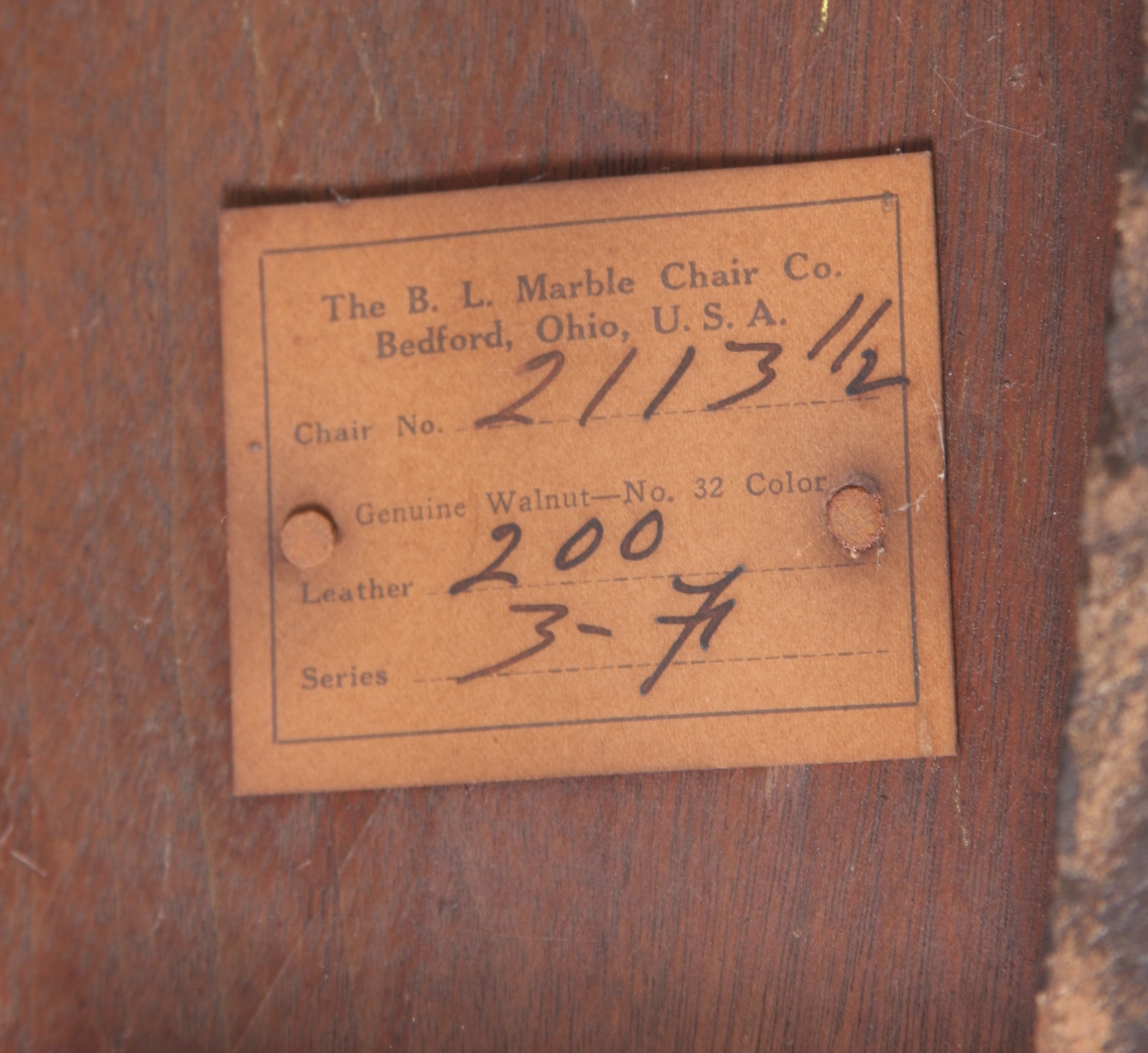 B.L. Marble Chair Company Walnut Desk Chair on Casters