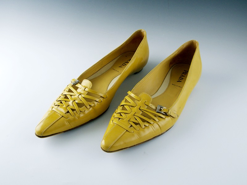 Yellow Prada Flats with Lacing
