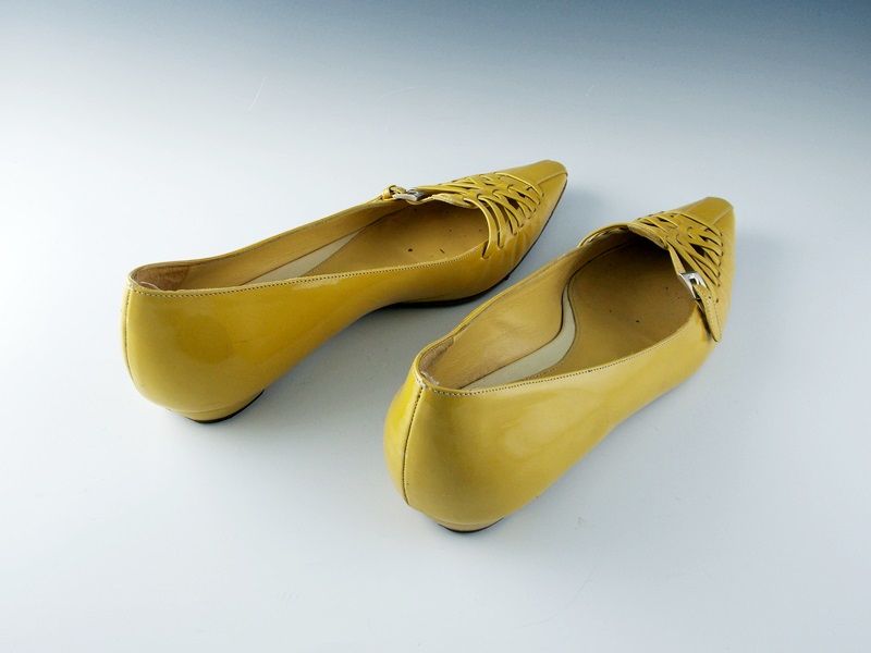 Yellow Prada Flats with Lacing
