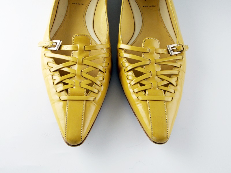 Yellow Prada Flats with Lacing