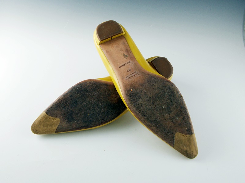 Yellow Prada Flats with Lacing