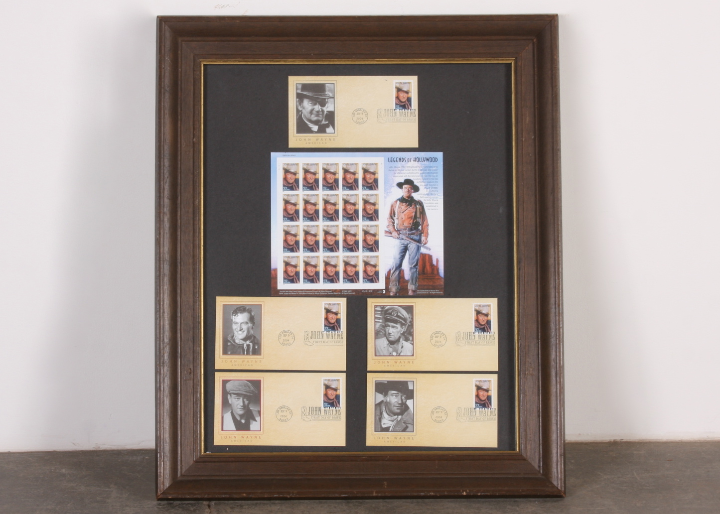 Framed John Wayne Stamp & Postcard Collection.