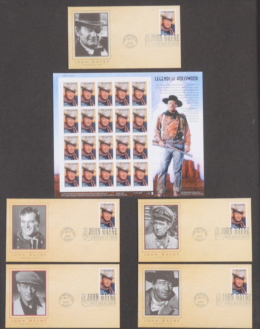 Framed John Wayne Stamp & Postcard Collection.