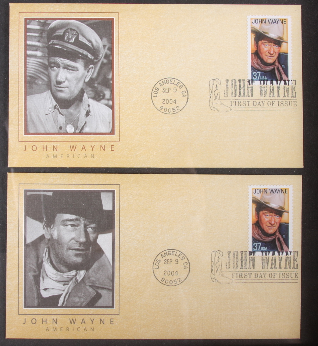 Framed John Wayne Stamp & Postcard Collection.