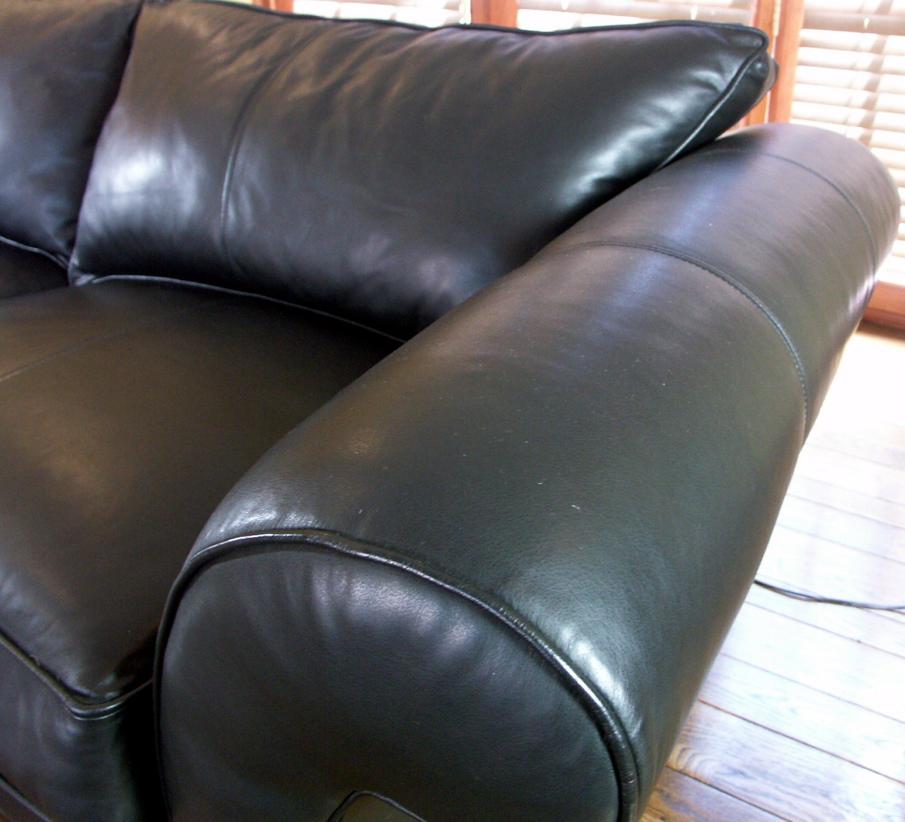 Ethan Allen Black Leather Sofa