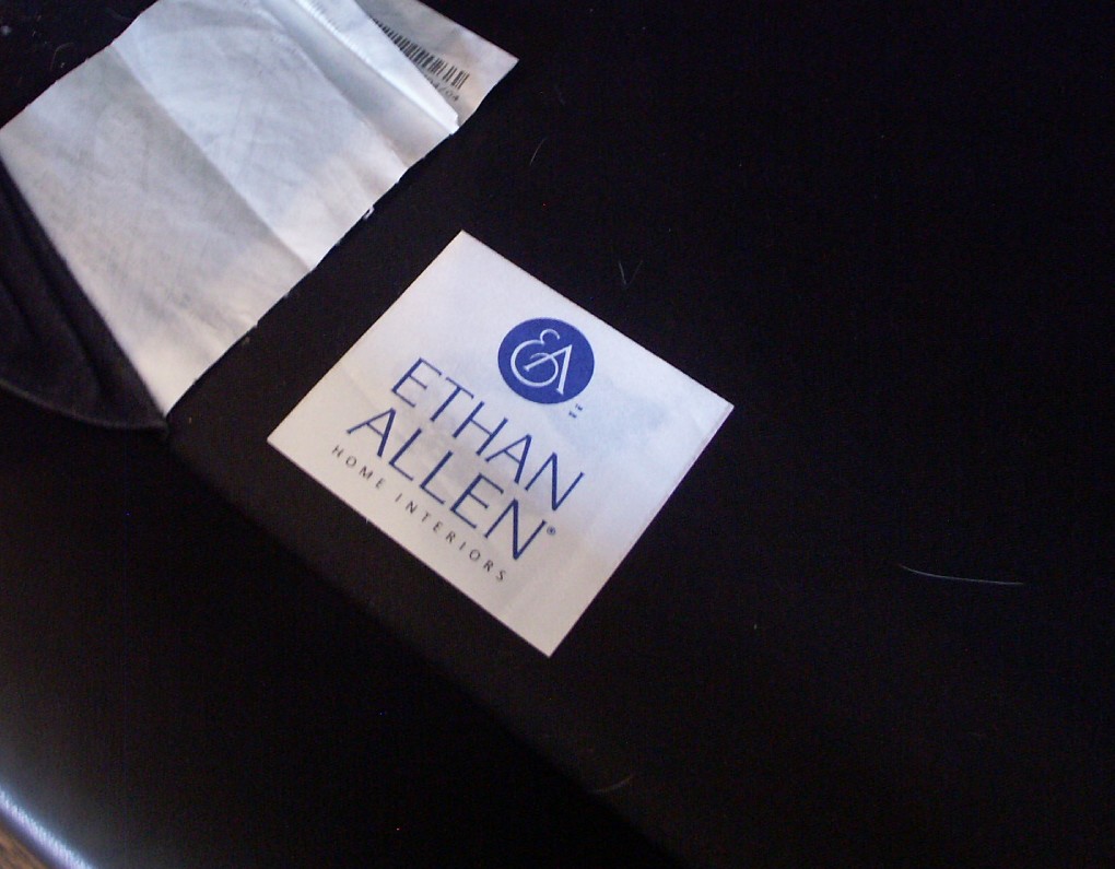 Ethan Allen Black Leather Sofa