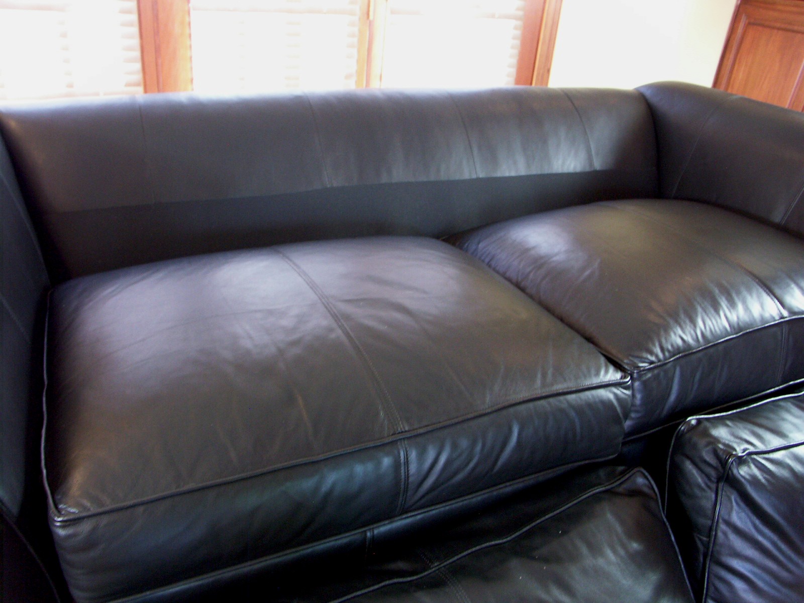 Ethan Allen Black Leather Sofa