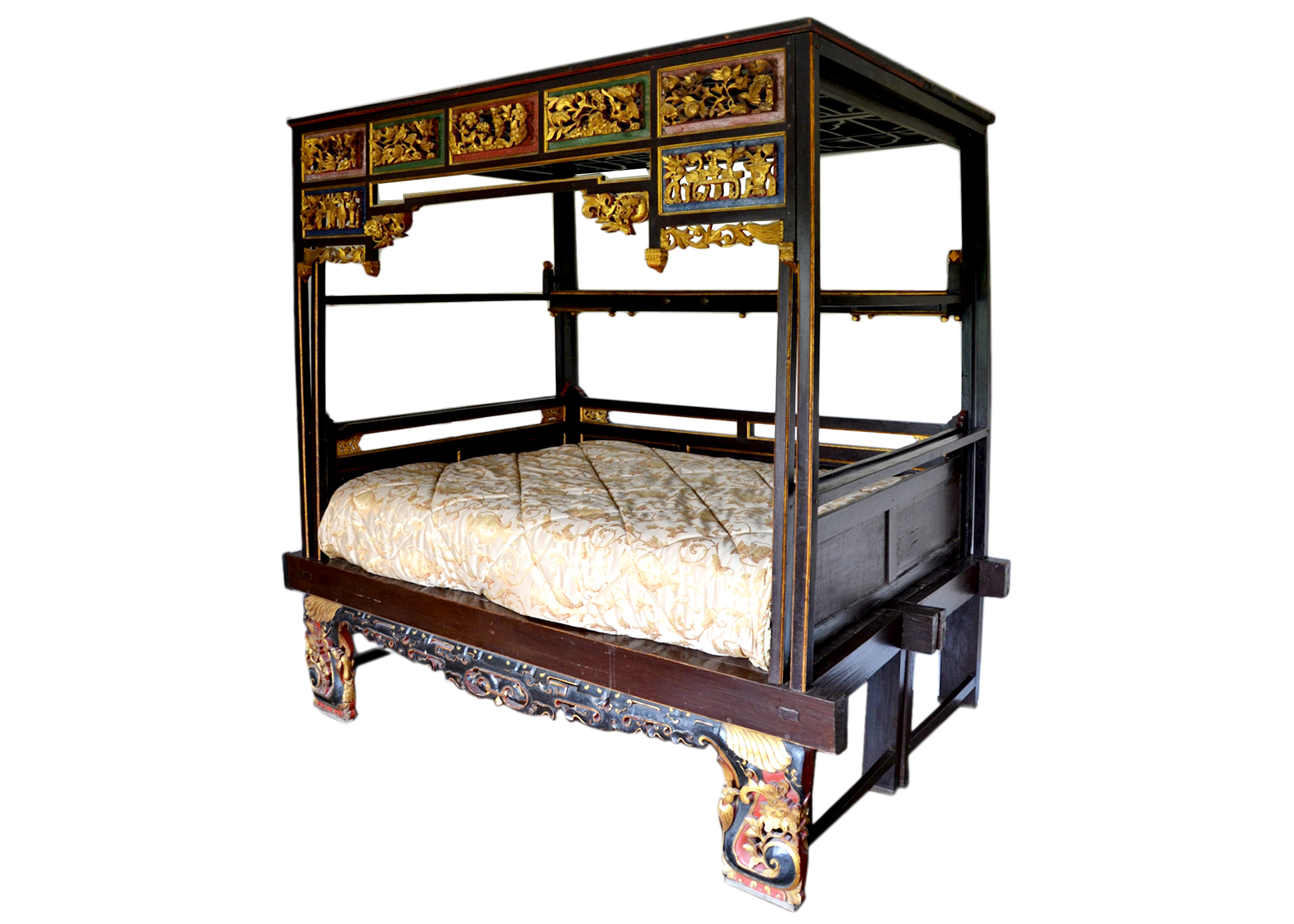 Queen Size Chinese Canopy Bed, 19th Century