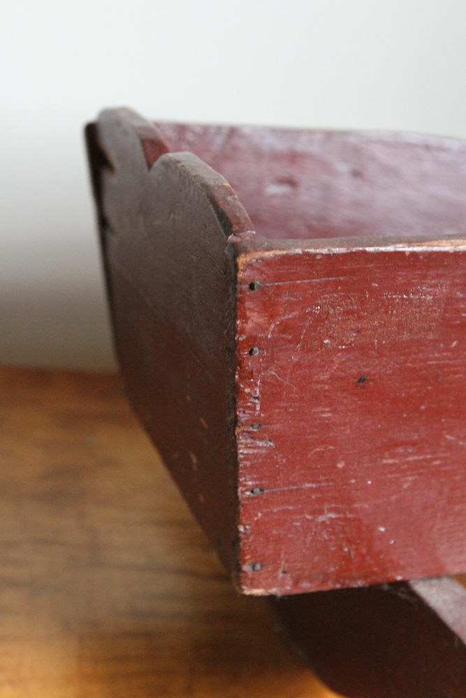 Hand Carved Doll Cradle with Doll