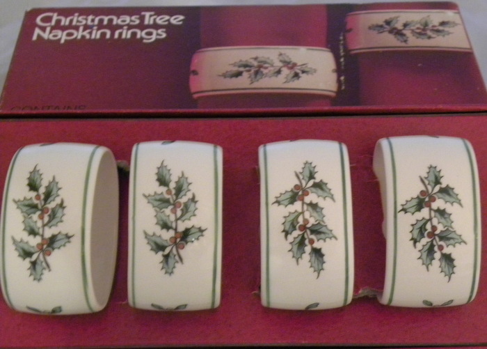 Spode Christmas Tree Double Tier Tray and Napkin Rings