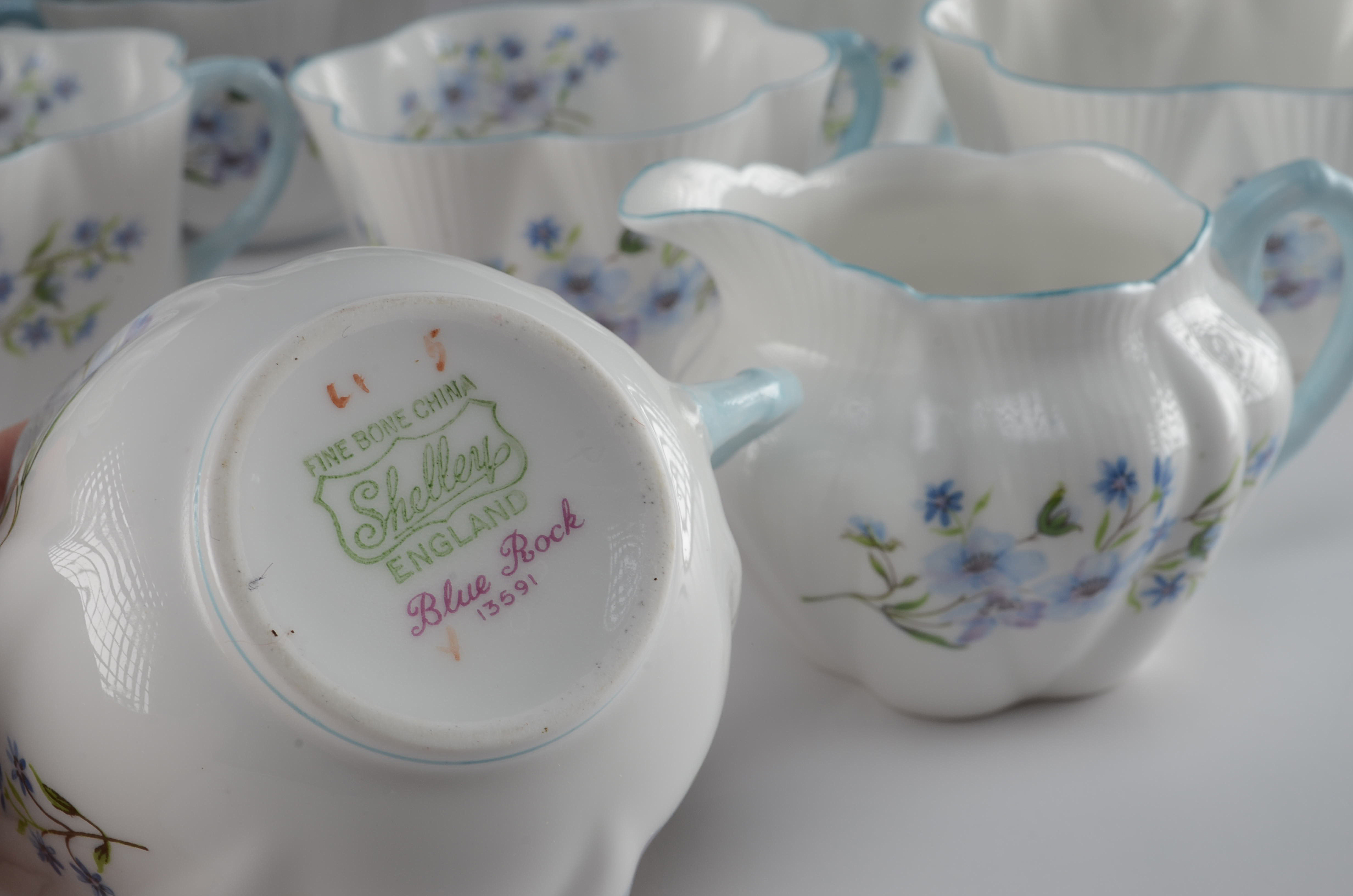 Shelley England Fine Bone China Teapot and Teacups
