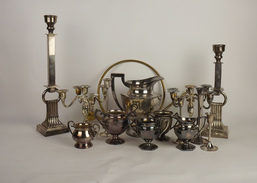 Silverplate candlestick lot
