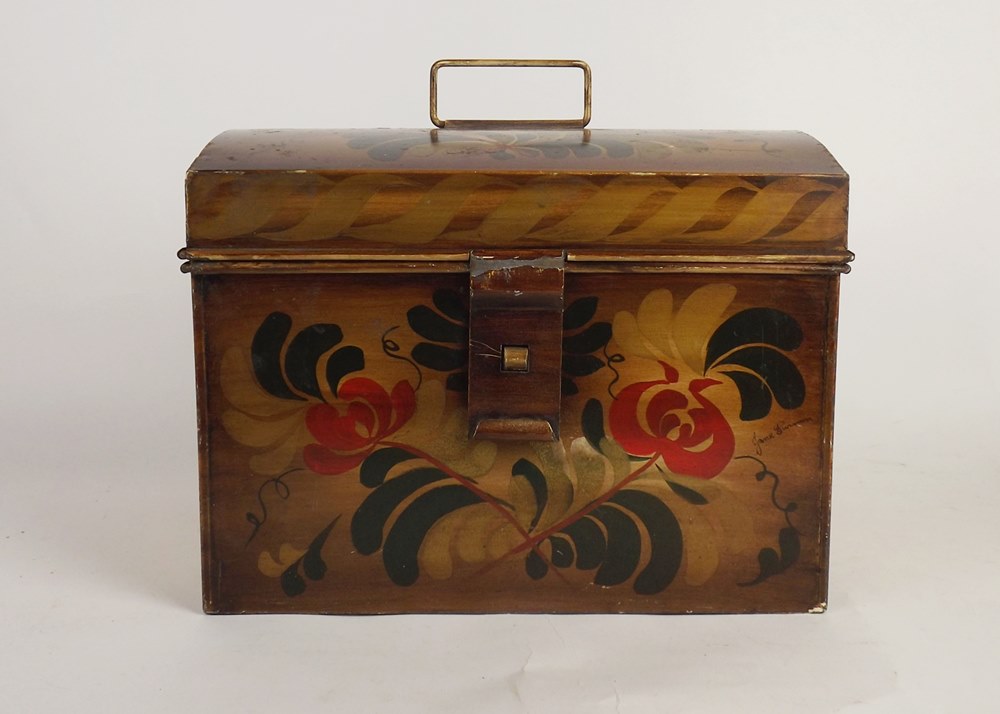 Modern tole painted metal chest