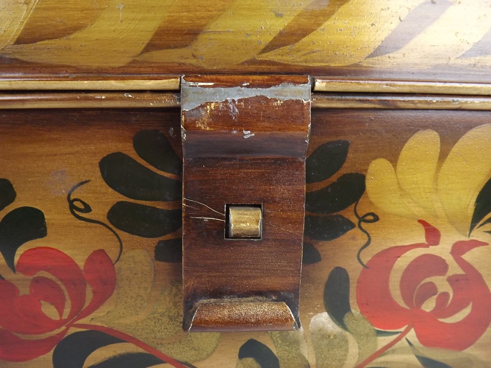 Modern tole painted metal chest