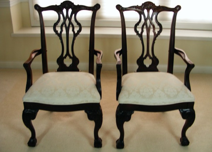 Pair of Thomasville "Mahogany Collection" Dining Room Arm Chairs