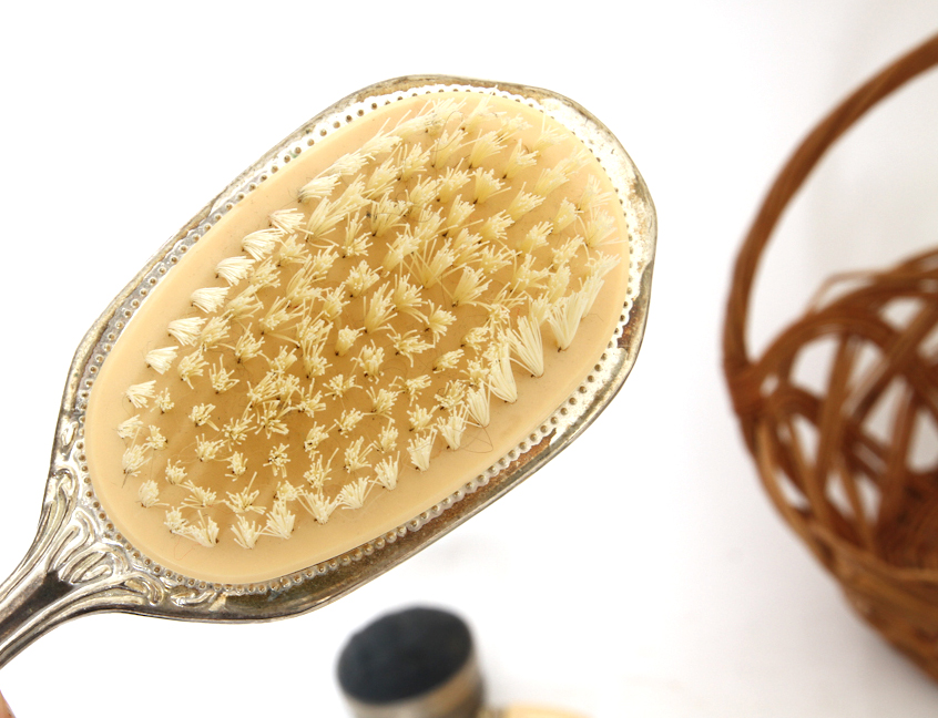 Vintage Dresser Mirror, Premier Manicure Set Bakelite & Vanity Pieces