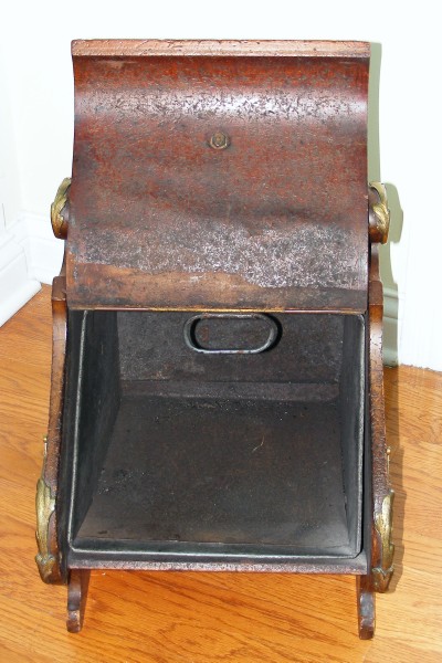Antique Ornate Wood Coal Scuttle