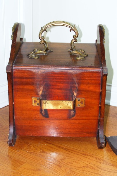 Antique Ornate Wood Coal Scuttle