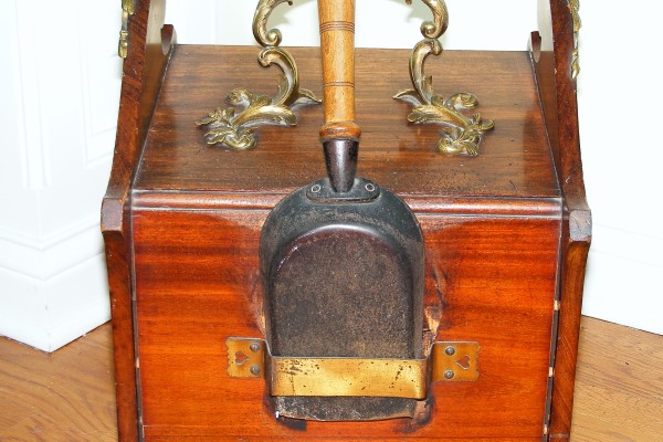 Antique Ornate Wood Coal Scuttle