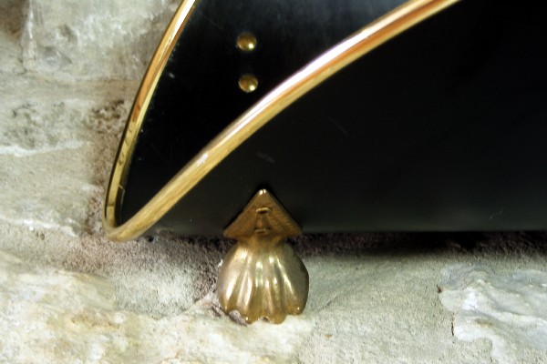 Black and Brass Metal Fireplace Log Holder