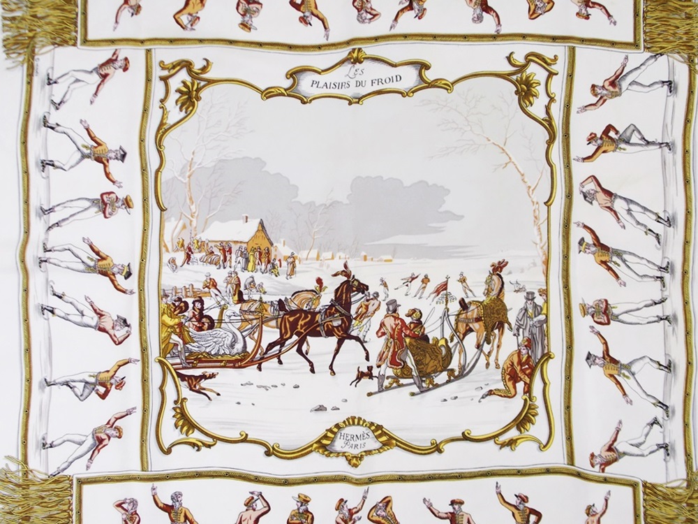 Hermes "Plaisirs du Froid" Silk Scarf
