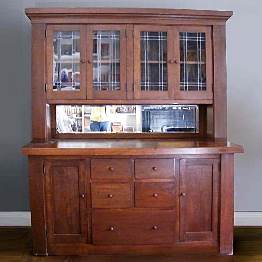 Antique Texan Pine Stepback Cupboard