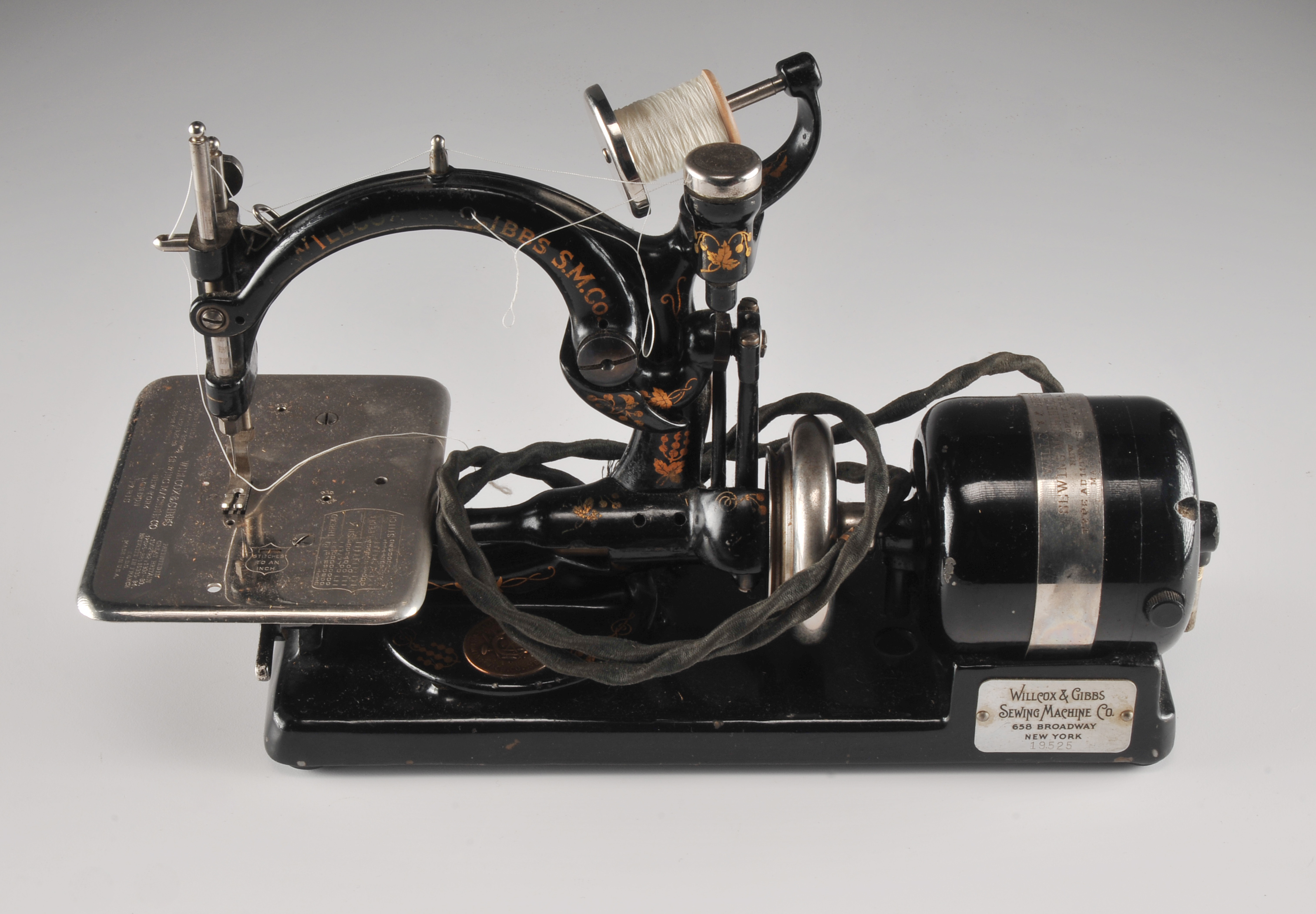 19th Century Willcox & Gibbs electric sewing machine