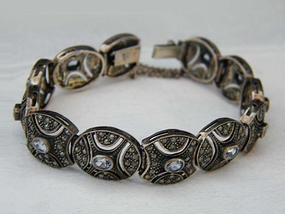 Sterling and Marcasite Link Bracelet