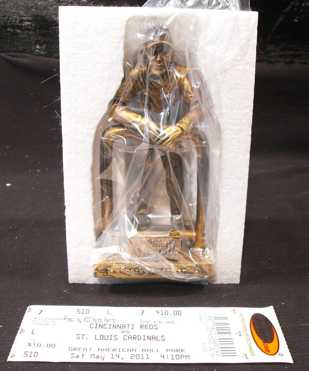 Sparky Anderson Cincinnati Reds with Game TicketCommemorative Bronze Statue In Box Reds HOF