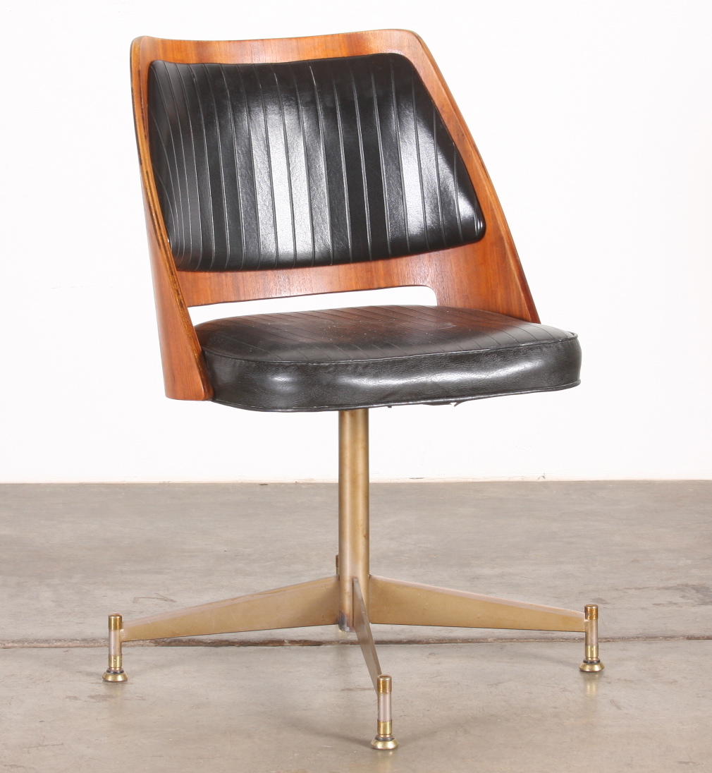 Pair of B. Brody Molded Wood Swivel Chairs