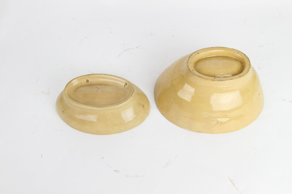 2 Yellow Ware Oval Molds CORN Pattern
