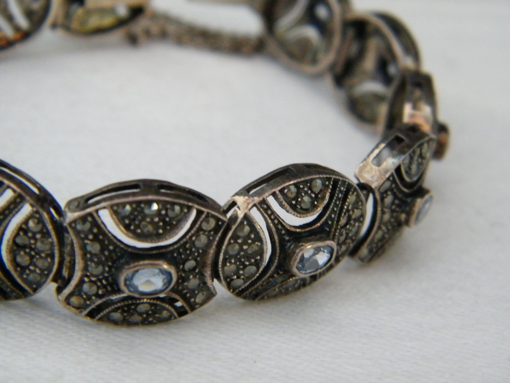 Sterling and Marcasite Link Bracelet
