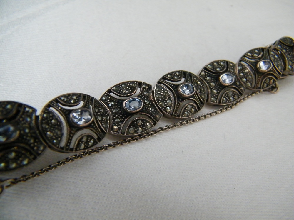 Sterling and Marcasite Link Bracelet